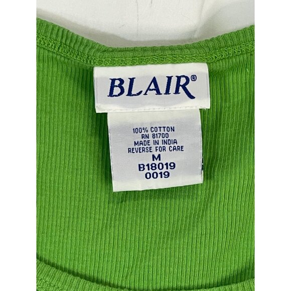 Blair sleeveless tank top shirt green cotton stretch medium bust 18 length READ - Picture 2 of 5